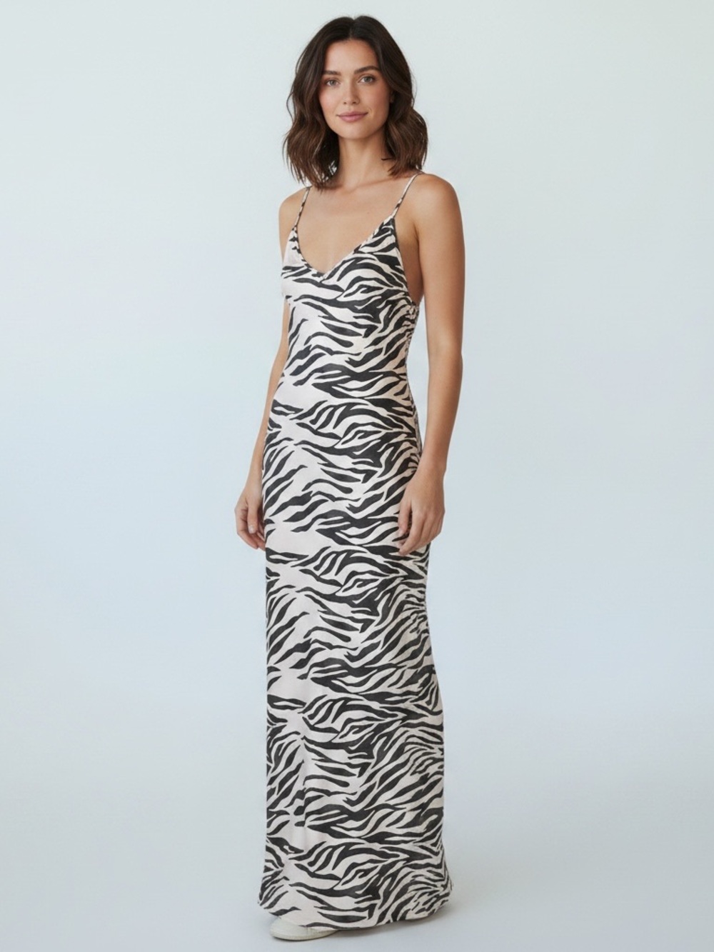 torrid Zebra Print Slip Maxi Dress - Black & White landscape pink